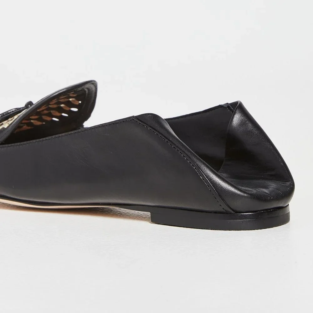 TORY BURCH * NIB $348 * CONVERTIBLE TORY CHARM WOVEN LOAFER Black Oatmeal 11 - Picture 8 of 16